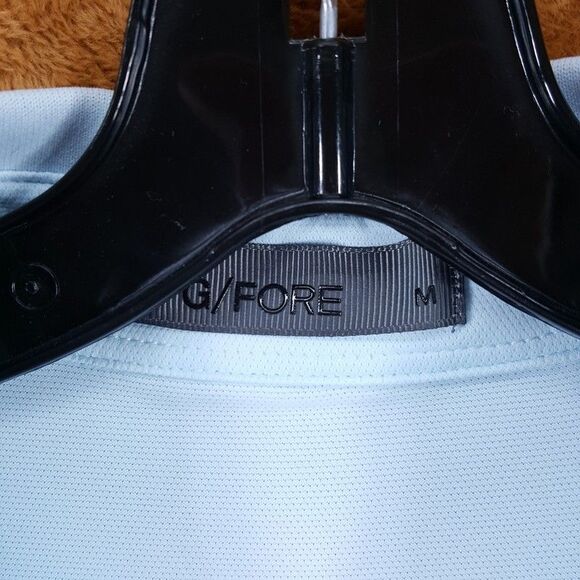 G/Fore G4 Polo Shirt Mens Medium Blue Pique Contrast Banded Sleeve in Daybreak - Picture 3 of 8